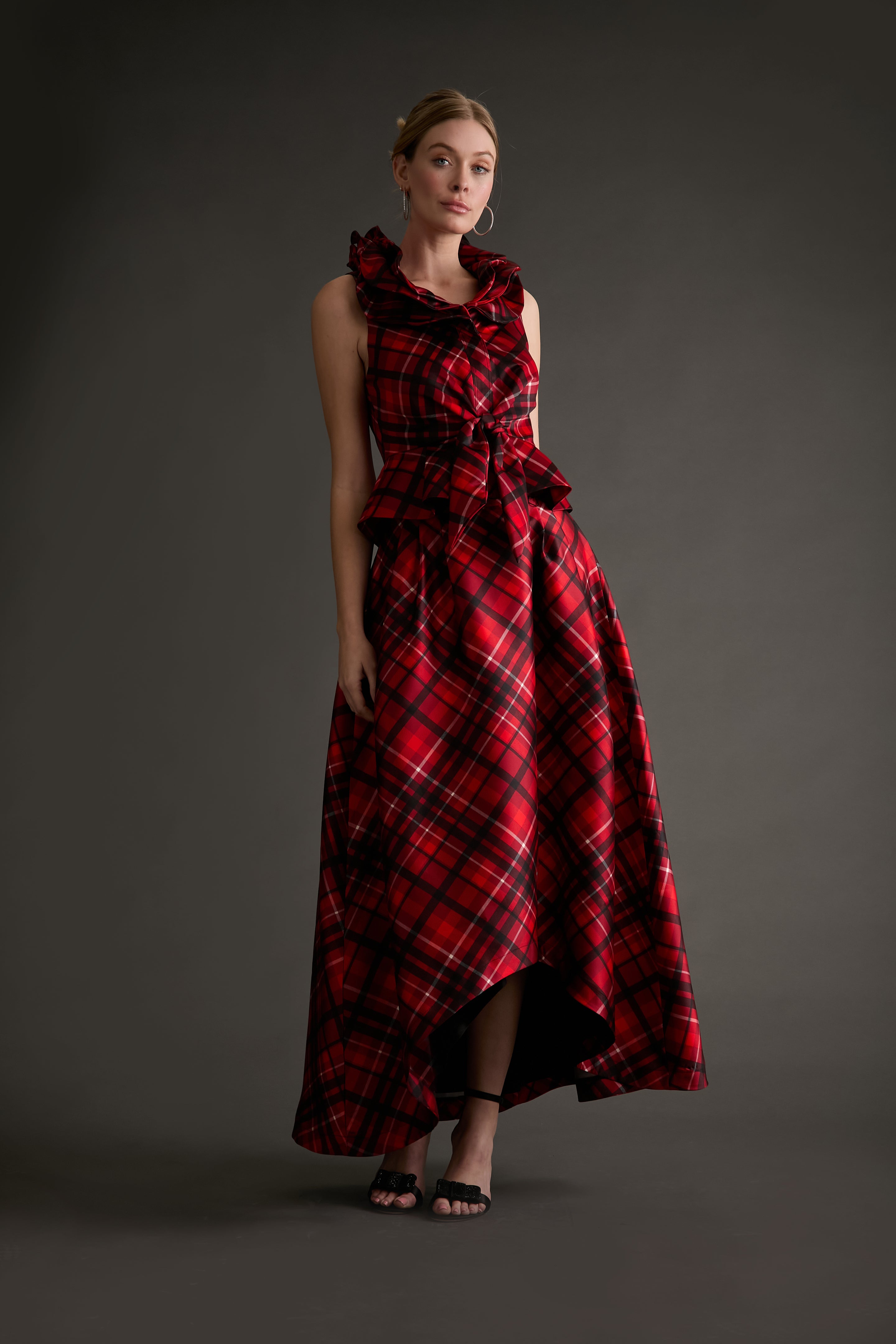 Roosevelt Plaid Top with Triple Ruffle Collar