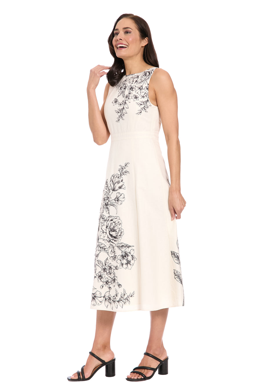 Debbie Sleeveless Graphic Print Midi Dress