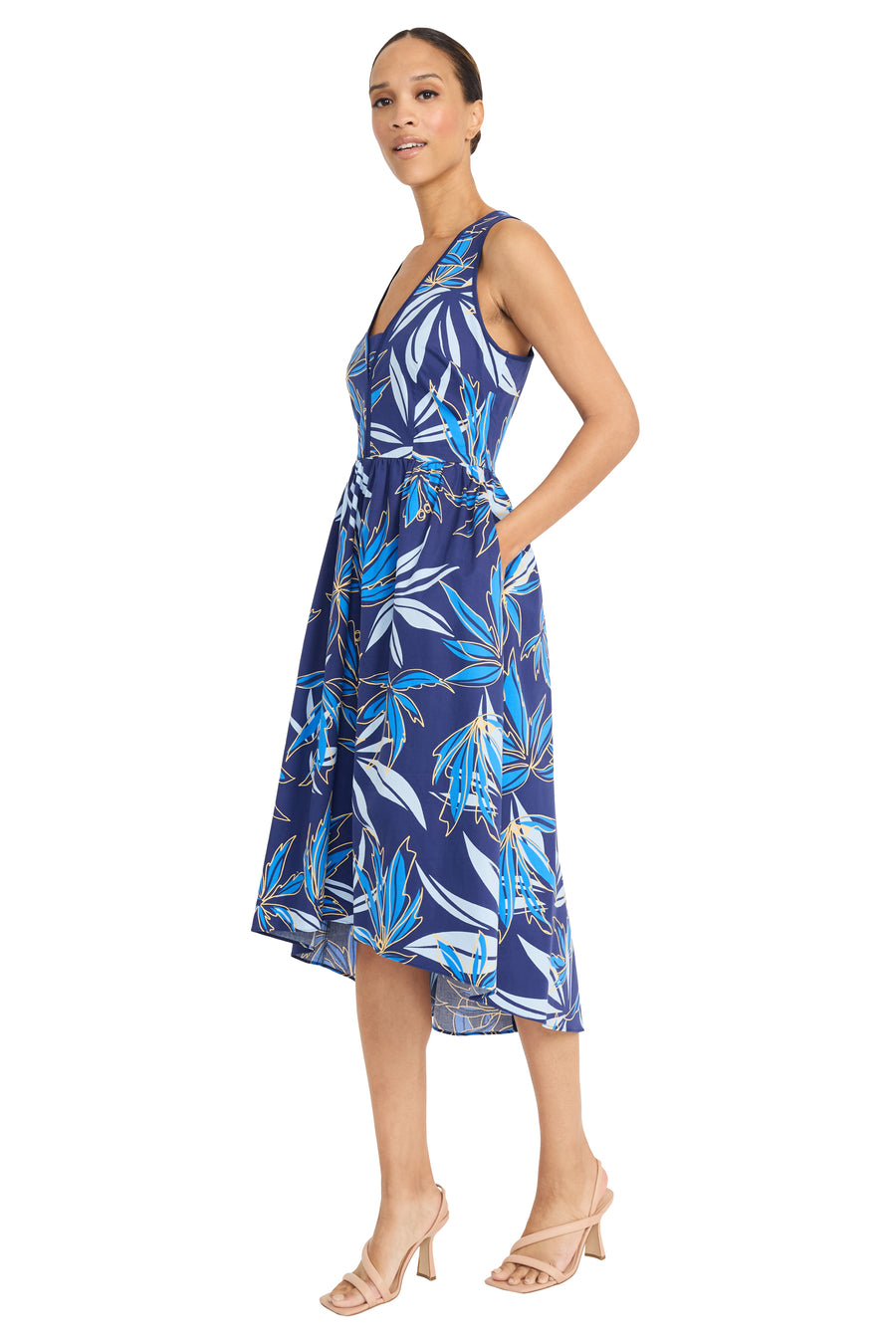 Maggy London Women's Botanical Print High-Low Midi V-Neck Cross-Back-Special Occasion Wedding Guest Dress Maggy London Women's Botanical Print High-Low Midi V-Neck Cross-Back-Special Occasion Wedding Guest Dress