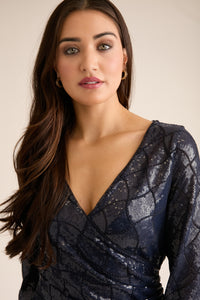Rosaline Long Sleeve Diamond Sequin Blouse Top