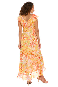 Alessandra Ruffle Faux Wrap Dress in Happy Floral - FINAL SALE