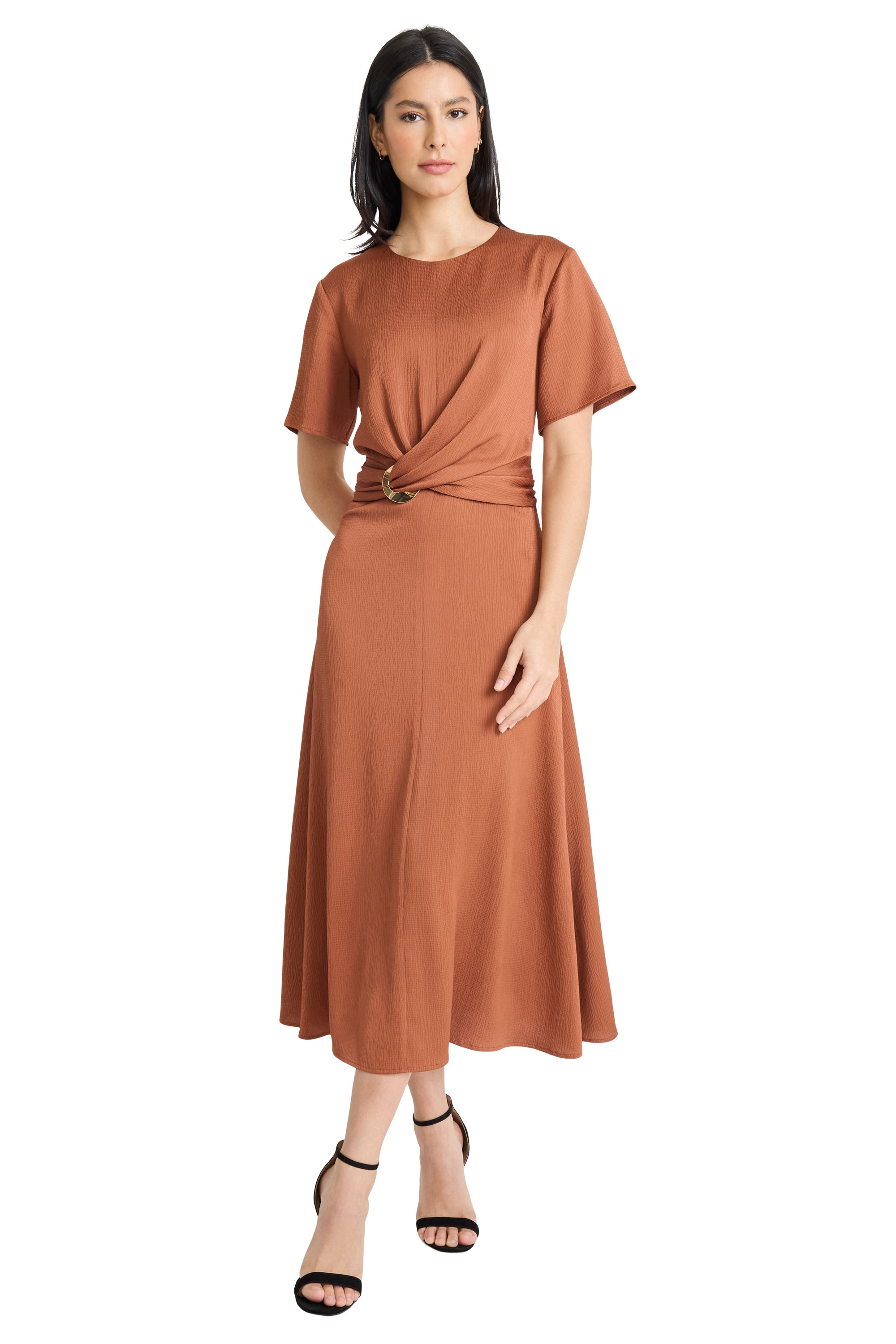 Arianne Gold Waist Detail Midi Dress