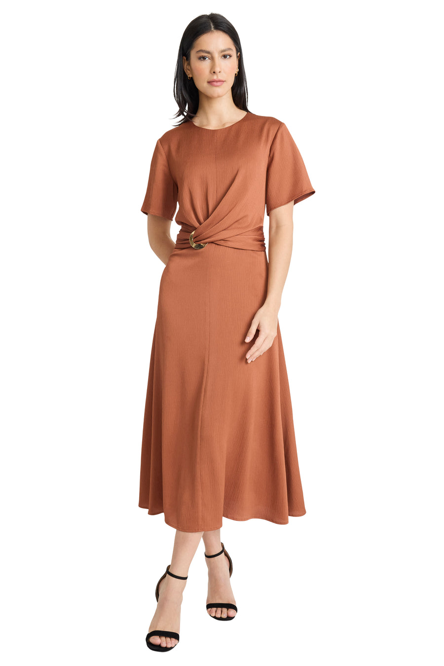 Arianne Gold Waist Detail Midi Dress