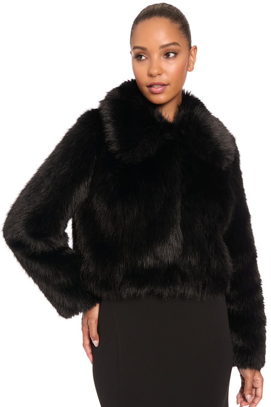Cardi Faux Fur Long Sleeve Coat