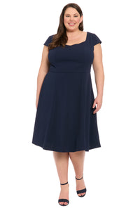 Lisa Sweetheart Neck Cap Sleeve Midi Dress