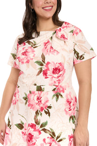 Colleen Neck Side Tie in Outlined Roses