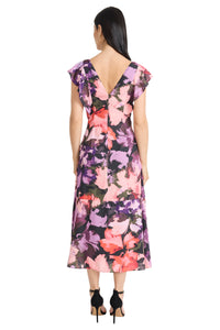 Shira Empire Midi Extended Ruffle Sleeves Dress