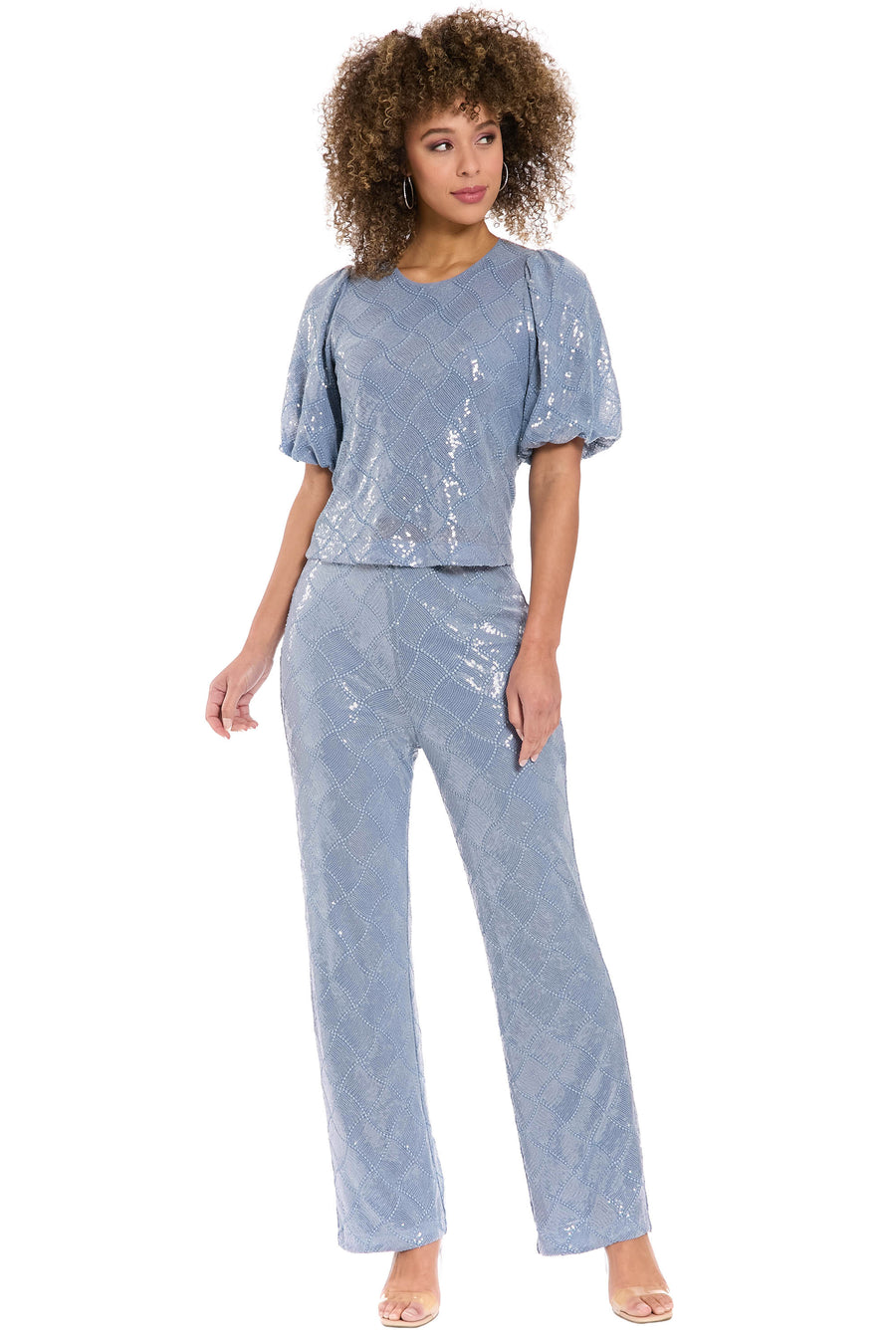 Bryant Jewel Neck Bubble Sleeve Top