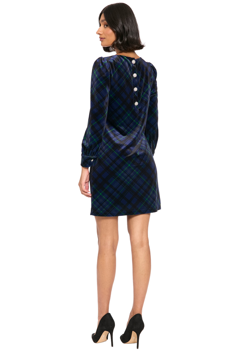 Madilyn Printed Velvet Long Sleeve Dress