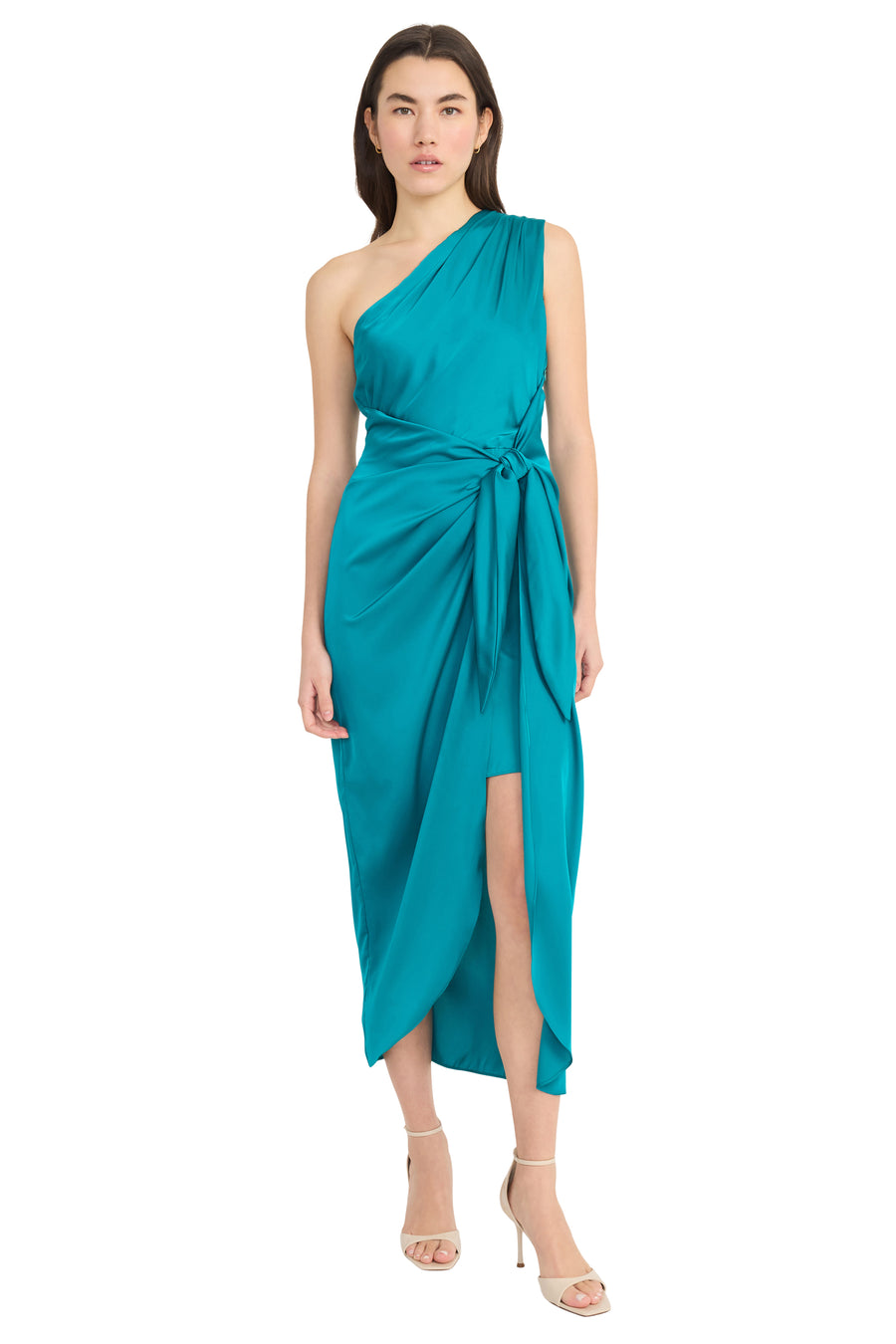 Donna Morgan One Shoulder Tie Waisted Draped Dress - Vivacious - 10 Donna Morgan One Shoulder Tie Waisted Draped Dress - Vivacious - 10