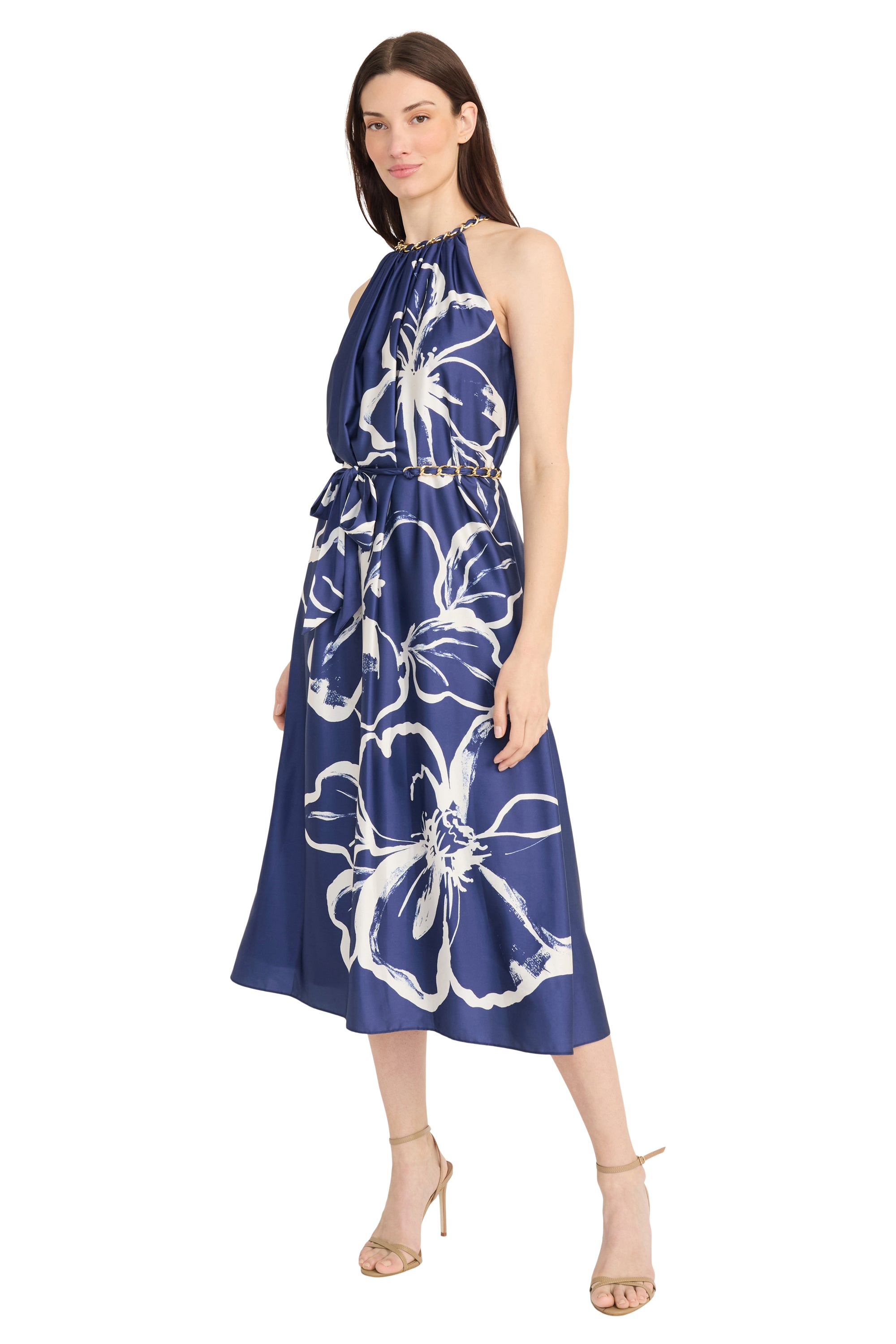 maggy london floral halter dress Maggy London Embroidered Halter Neck Midi Women's Dress Red/Pink : 10