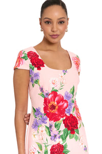 Bobbi Square Neck Cap Sleeve Sheath Midi Dress