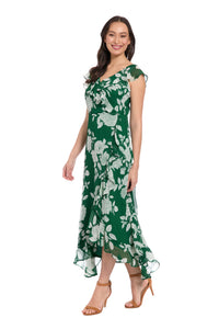 Alessandra Ruffle Faux Wrap Dress in Line Bloom