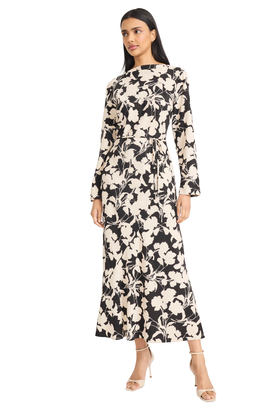 Donna Morgan Printed Maxi Dress - Black/ Cream - 12 Donna Morgan Printed Maxi Dress - Black/ Cream - 12
