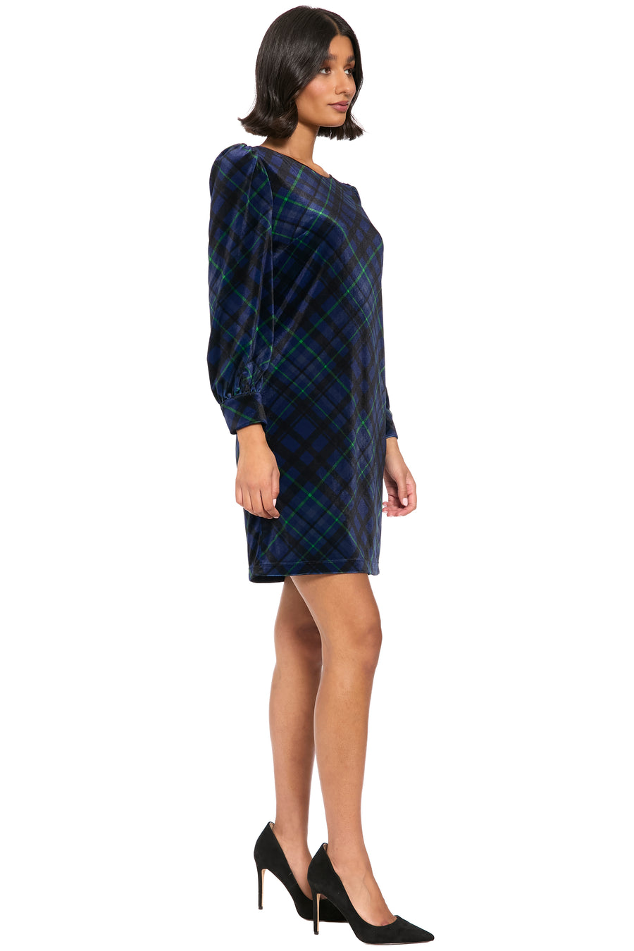 Madilyn Printed Velvet Long Sleeve Dress