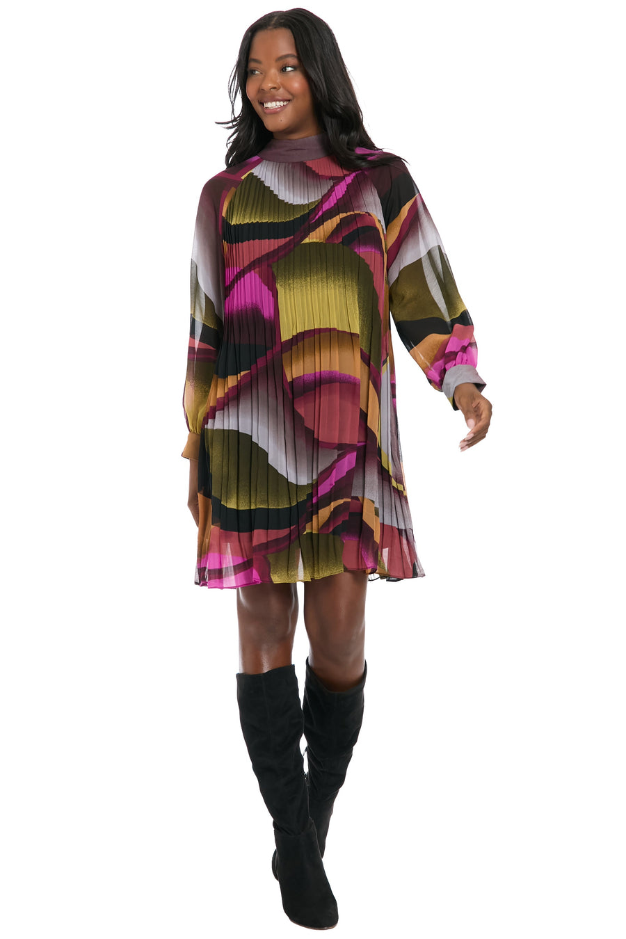 Nikka Printed Pleat-Detail Mini