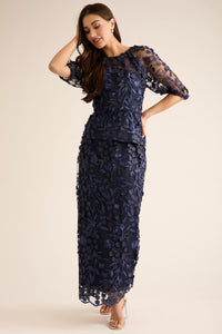 Marigold Textured 3D Embroidered A-Line Skirt