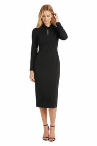 Livie Twist-Neck Keyhole Sheath Dress