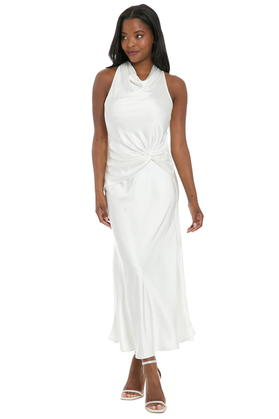 Glory Halter Cowl Neck Side Twist Midi