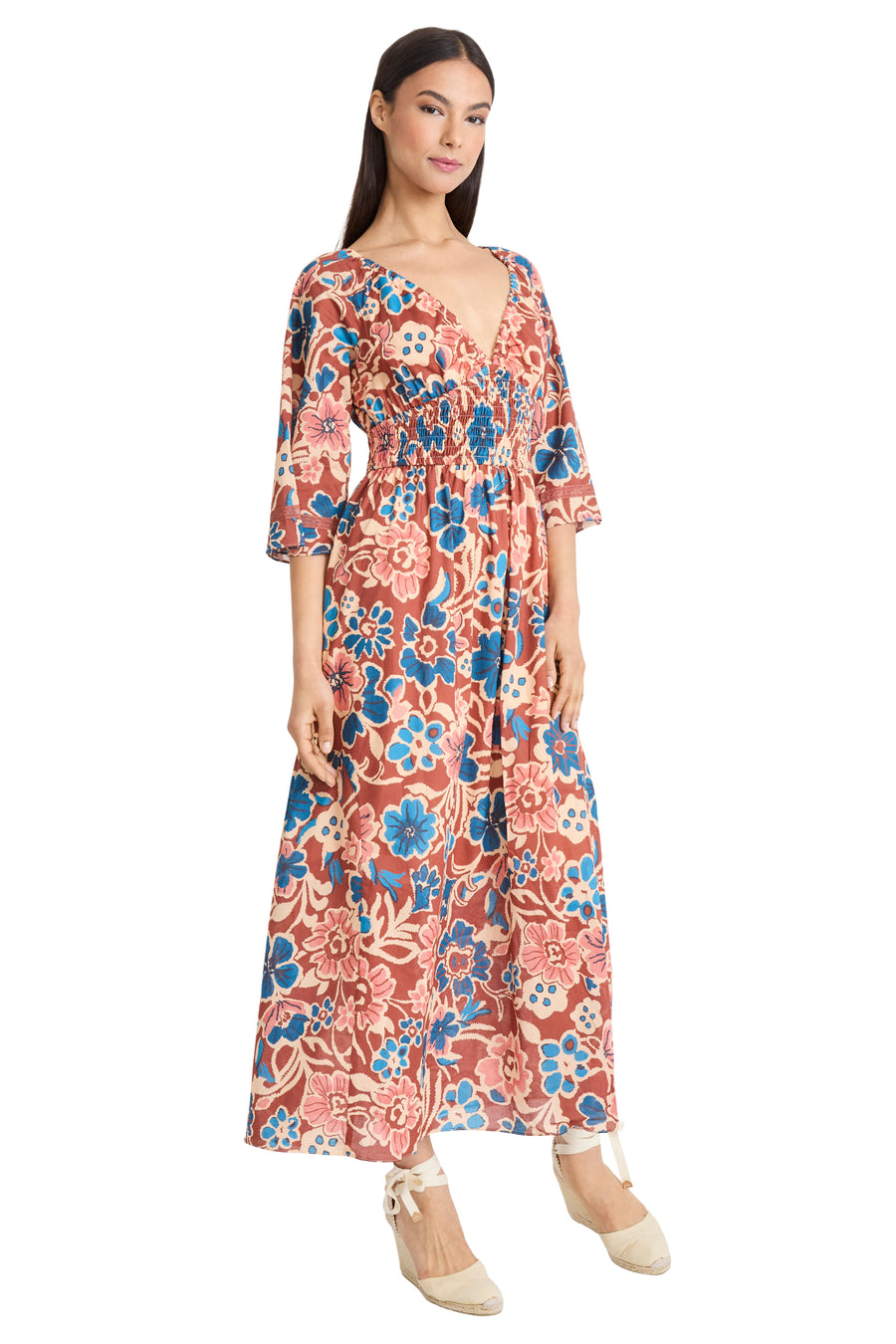 Simon Floral V-Neck Midi Dress