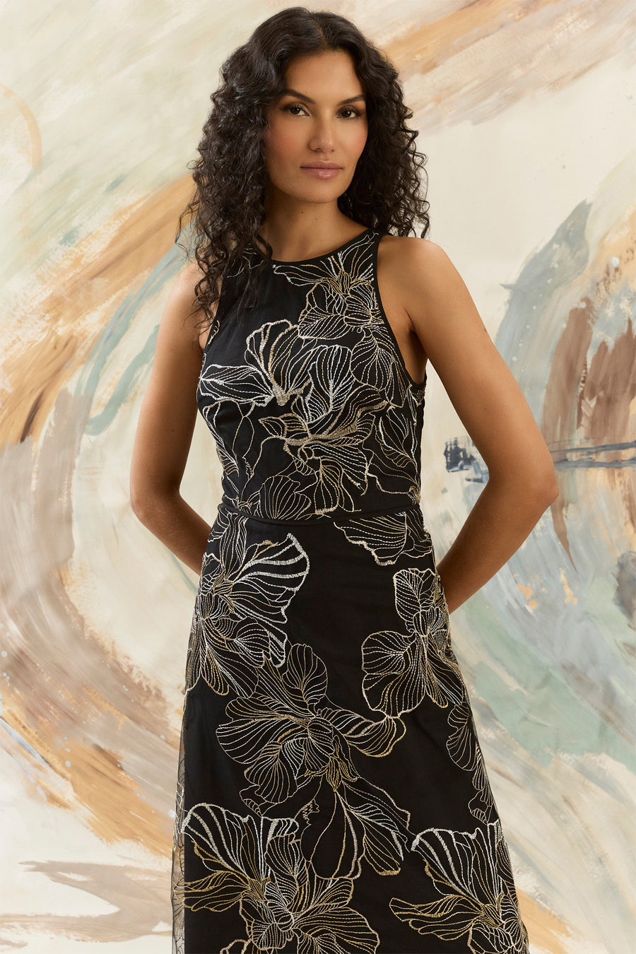 Constance Midi Sheath Dress in Enchantment Mesh