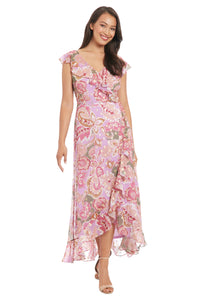 Alessandra Ruffle Faux Wrap Dress in Jacobean Flow - FINAL SALE
