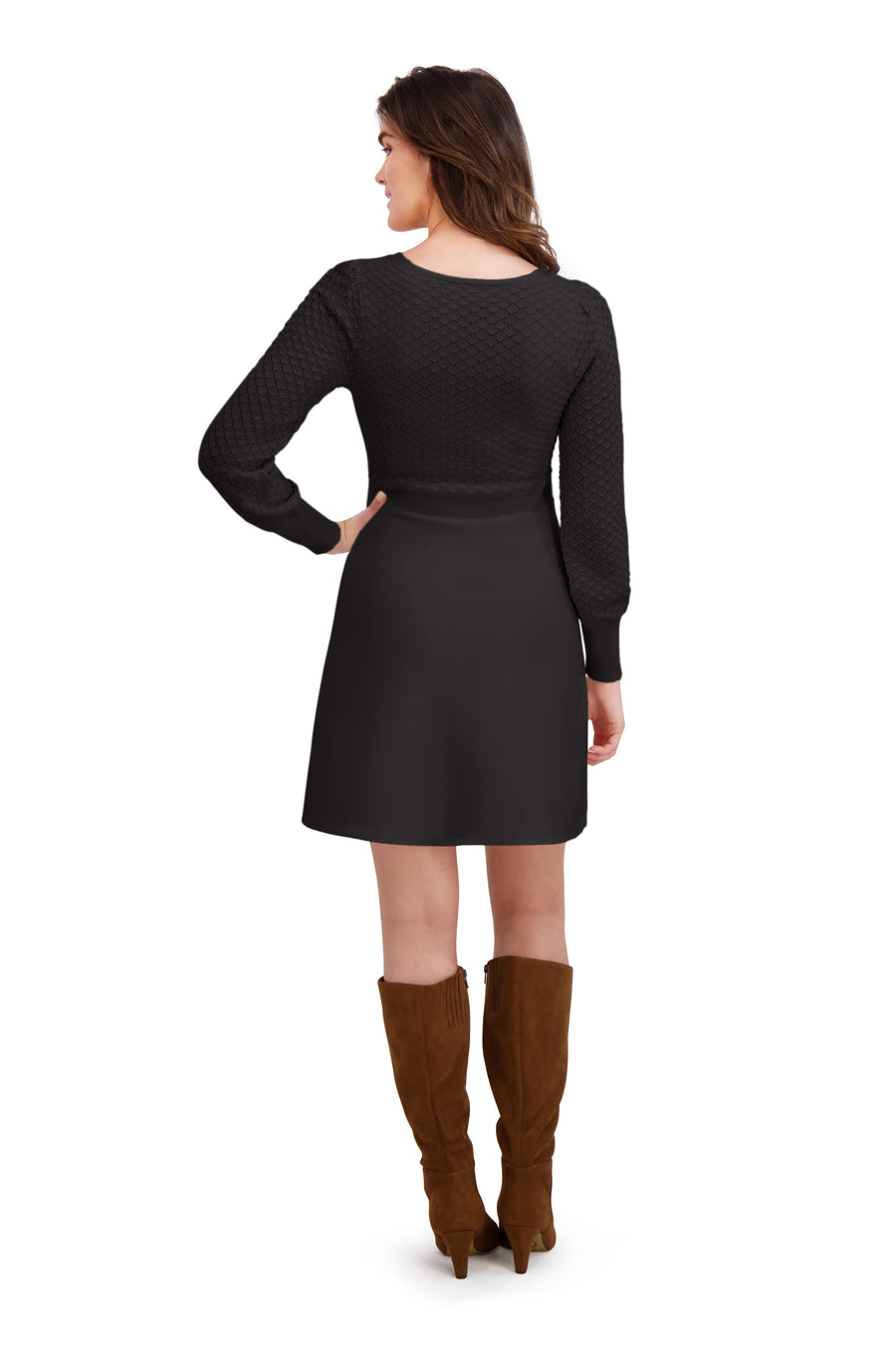 Laurel Puff Sleeve Pointelle Sweater Dress