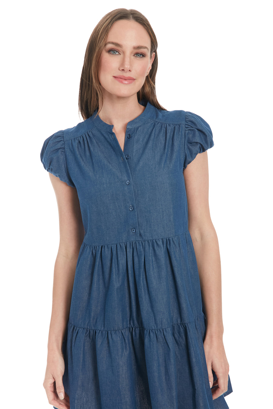 Billy Denim Babydoll Fit and Flare Long Sleeve Mini | London Times Maggy London Billy Denim Babydoll Fit and Flare Long Sleeve Mini | London Times Maggy London