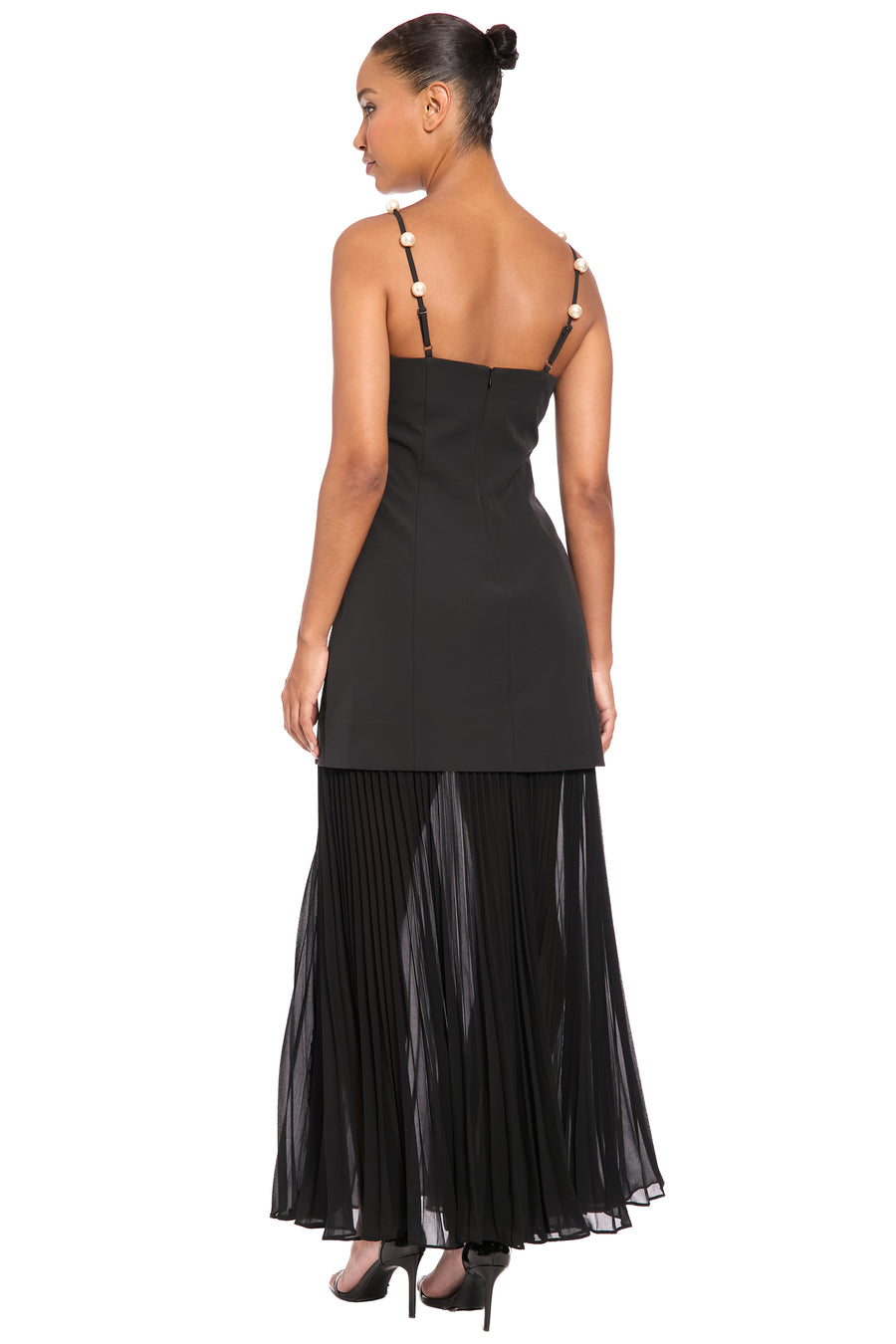 Rowe Pearl Strap Pleated Maxi Dress