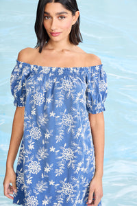 Richie Off the Shoulder Embroidered Mini