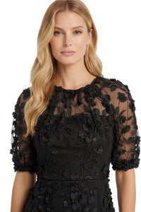 Marigold Dress Textured 3D Embroidered Midi
