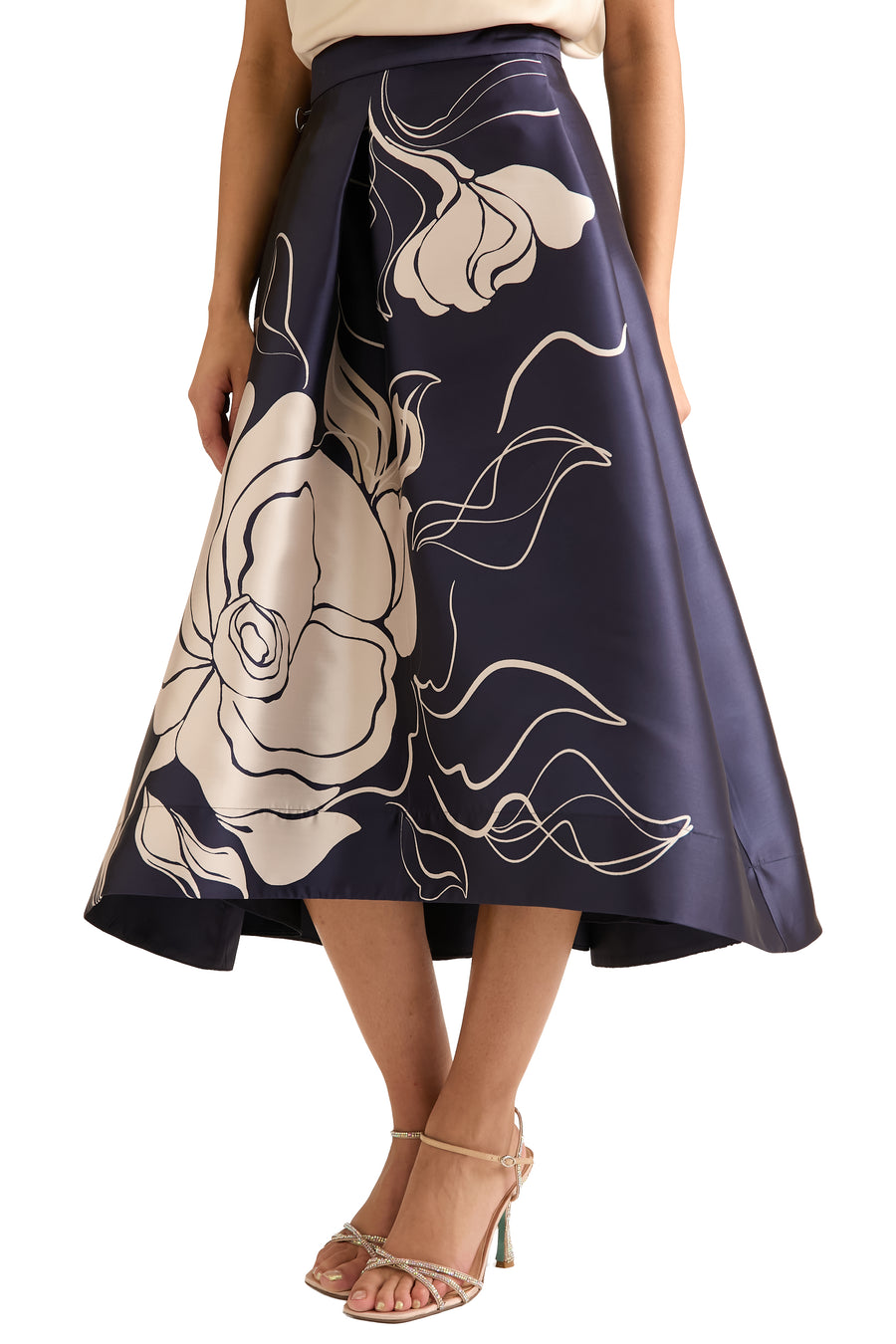 Gramercy Pleated High Low Skirt in Floral Eclipse