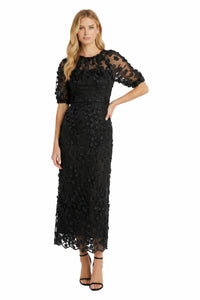 Marigold Dress Textured 3D Embroidered Midi
