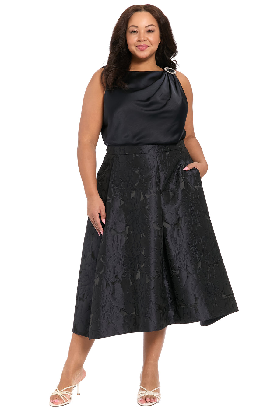 Gramercy Skirt in Primrose Jacquard A-Line Midi