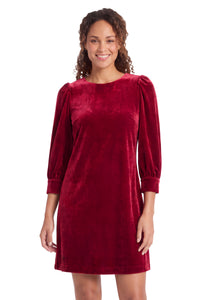 Madilyn Solid Velvet Long Sleeve Dress