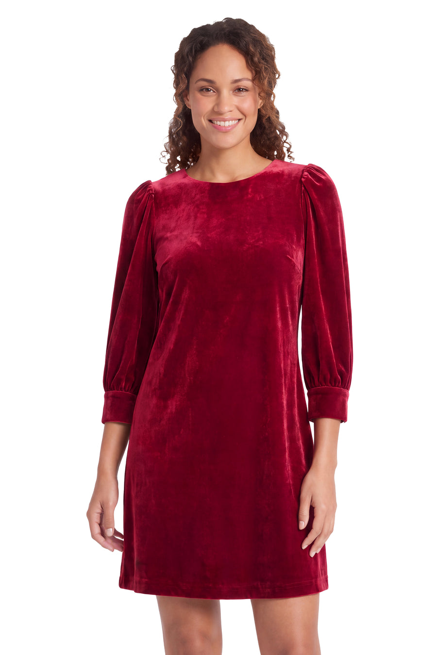 Madilyn Solid Velvet Long Sleeve Dress
