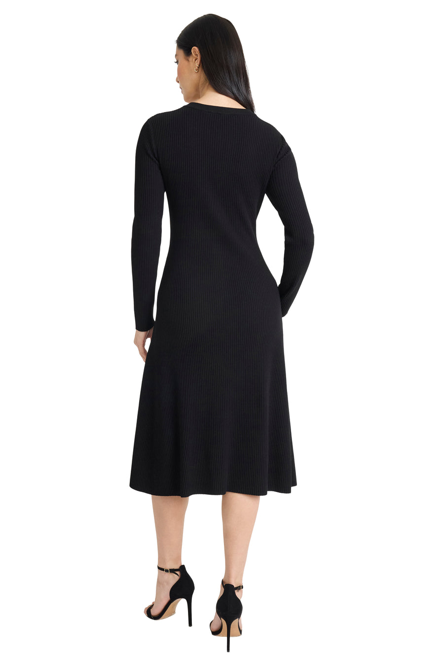 Amal Button Front Sweater Dress A-Line Long Sleeve Midi | Maggy London Amal Button Front Sweater Dress A-Line Long Sleeve Midi | Maggy London