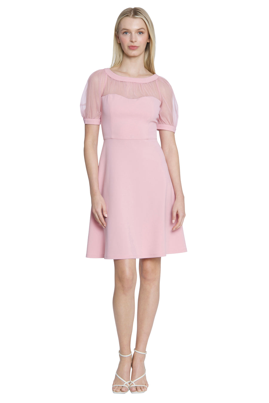 ILLUSION YOKE FIT & FLARE W/ PUFF SLEEVES – Maggy London