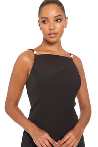 Rowe Pearl Strap Pleated Maxi Dress