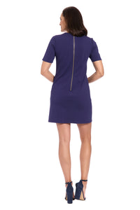 Blare Gold Button Split Neck Mini Dress