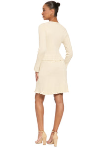 Gene Metallic Peplum Sweater Dress