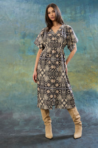 Jackson Smocked Waist Printed Midi Dress