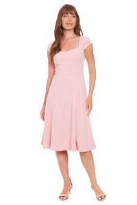 Lisa Sweetheart Neck Cap Sleeve Midi Dress