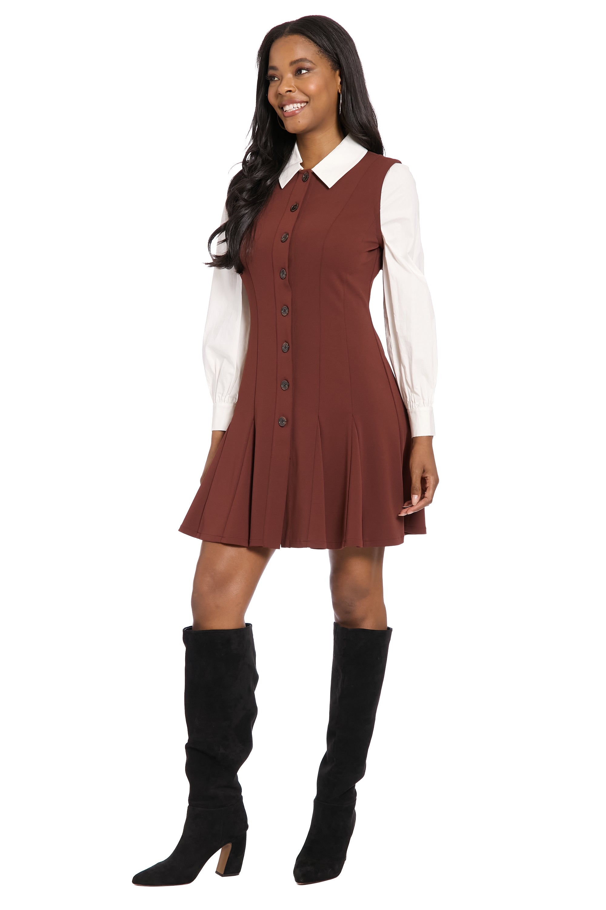 brown american eagle dress Renalia | Brown Square-Neck Maxi Dress With Mesh Long-Sleeves