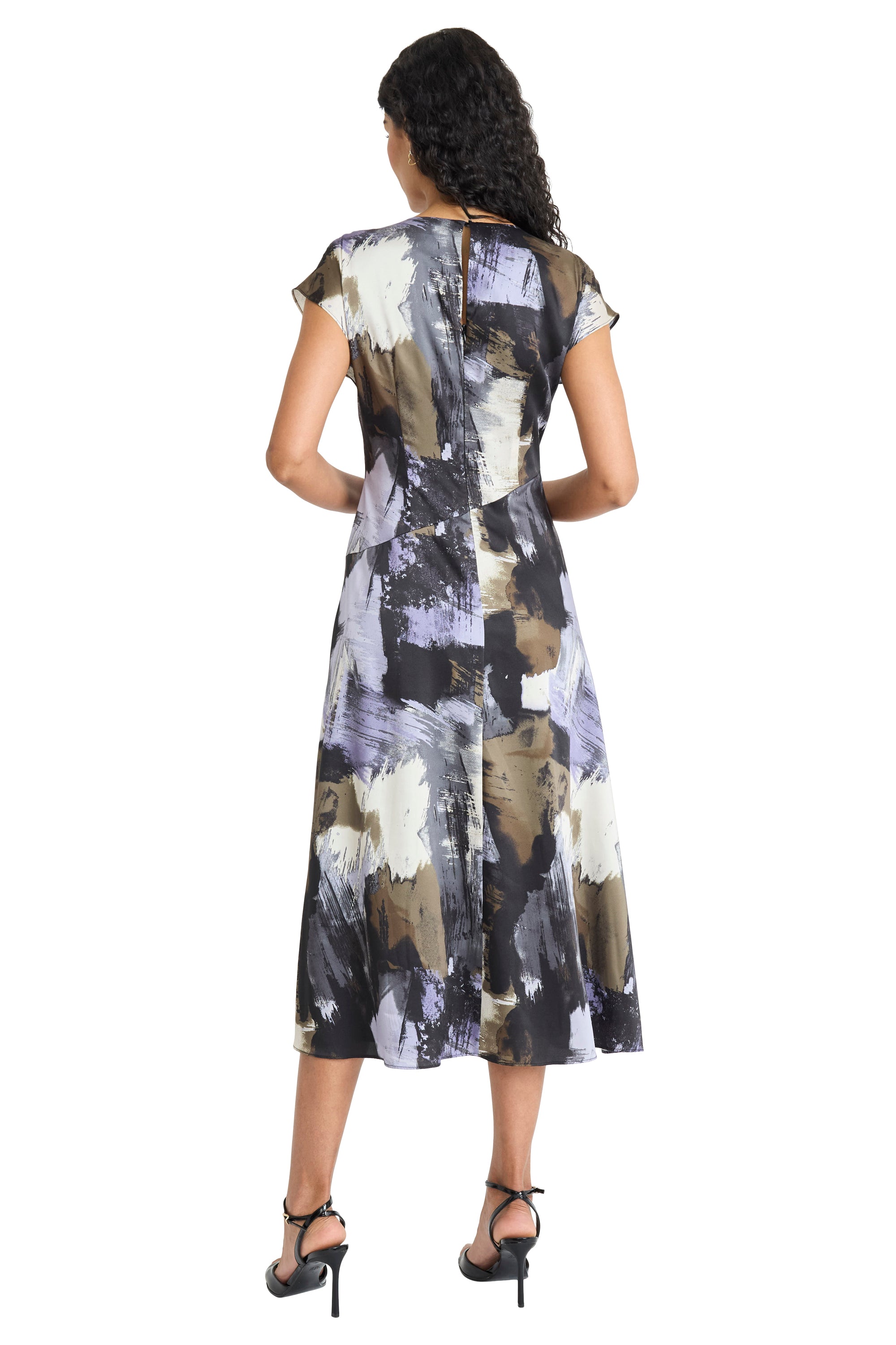 Rhonda Midi in Splashed Strokes Dress