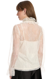 Monty Sheer Top Embellished Lace Ruffle