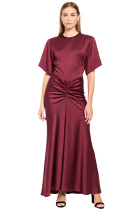 Cinna Satin Ruched Maxi Dress