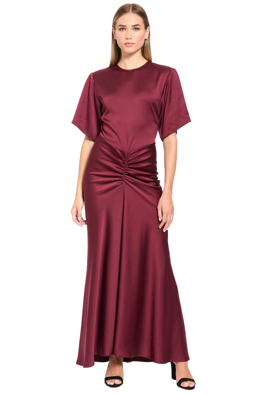 Cinna Satin Ruched Maxi Dress