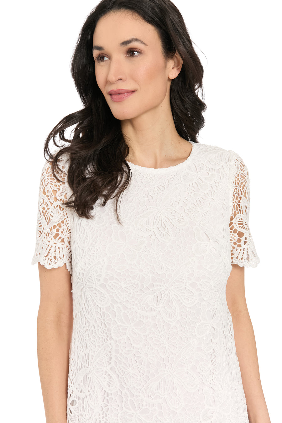 Murphy Shor Sleeve Shift Dress in Butterfly Lace
