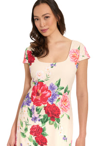 Bobbi Square Neck Cap Sleeve Sheath Midi Dress